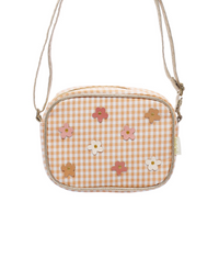 תיק צד - משבצות ופרחים