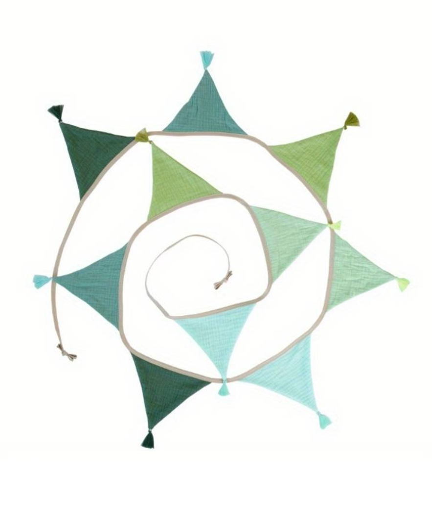 שרשרת דגלוני בד מוסלין גווני ירוק