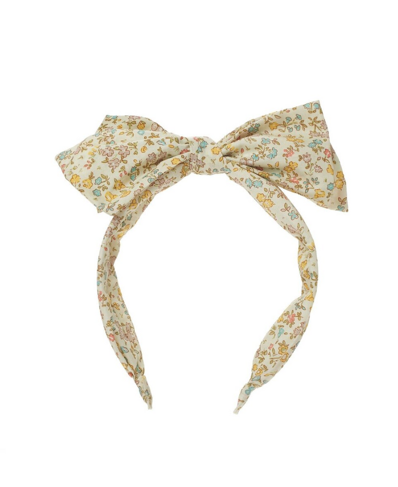 קשת לשיער לילדות עםפפיון  מבד פרחוני אביבי