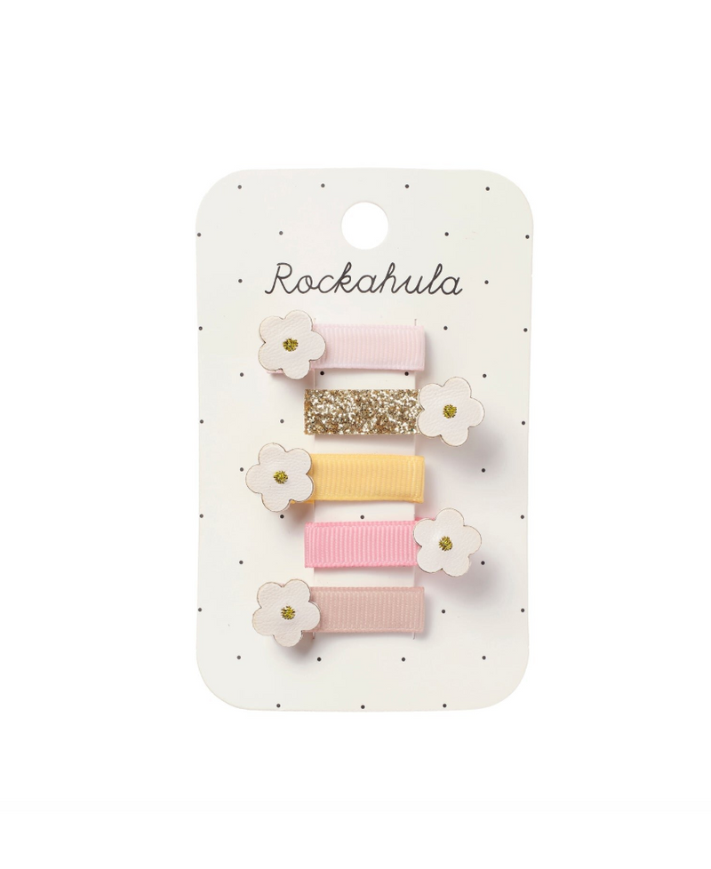 סט סיכות קליפס לשיער לילדות עם פרחי חרצית מנצנצים