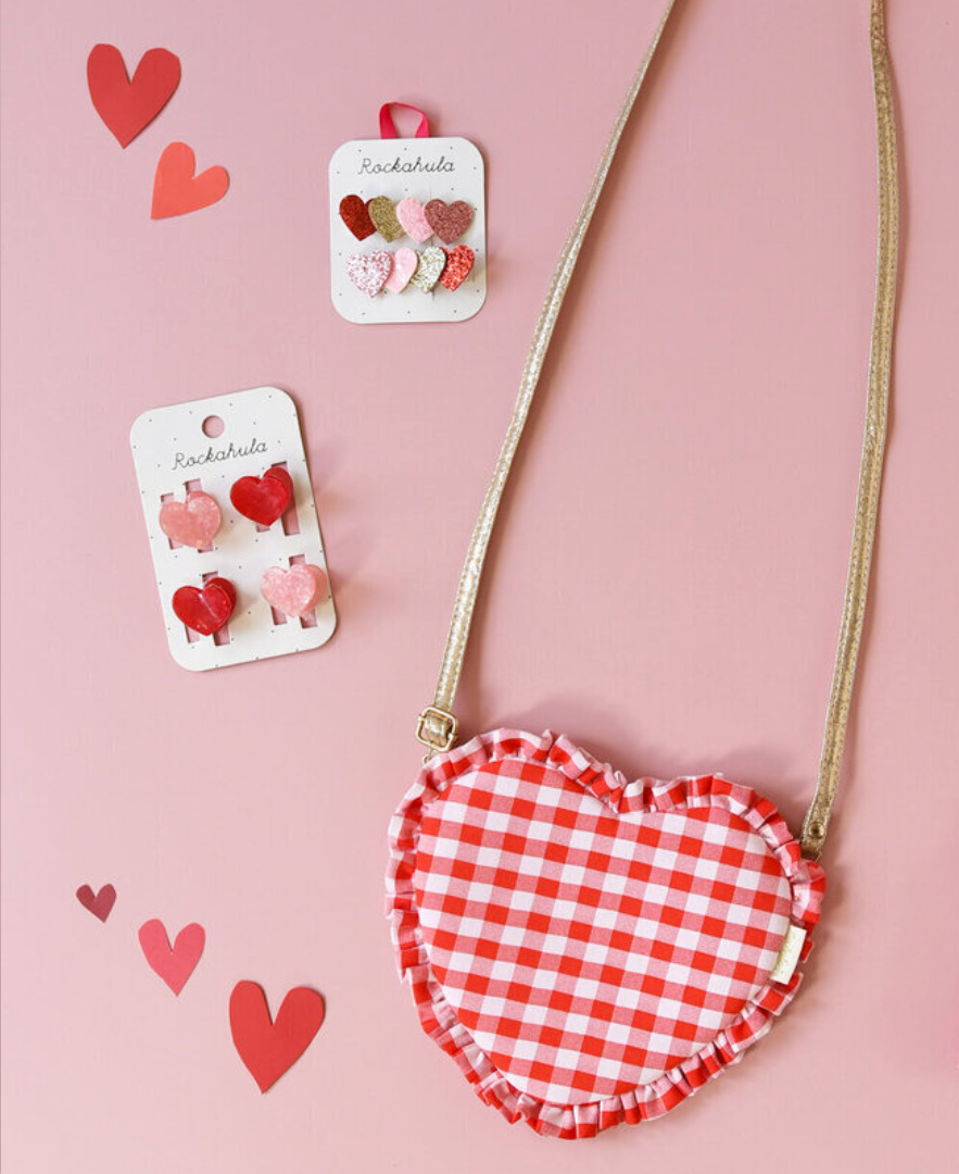 תיק צד ואביזרי שיער לילדות בעיצוב לב מתוק