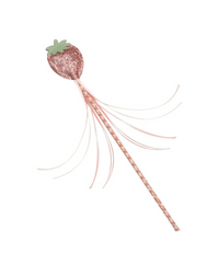 שרביט קסמים לילדות בעיצוב תות ורוד מנצנץ עם סרטי פסטל