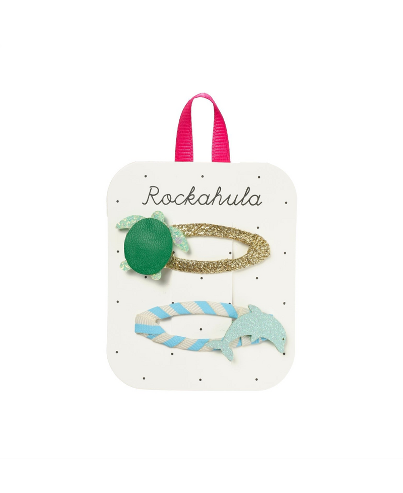 סיכות לשיער לילדות בעיצוב צב ודולפין מנצנצים על סיכות עטופות סרט לנוחות