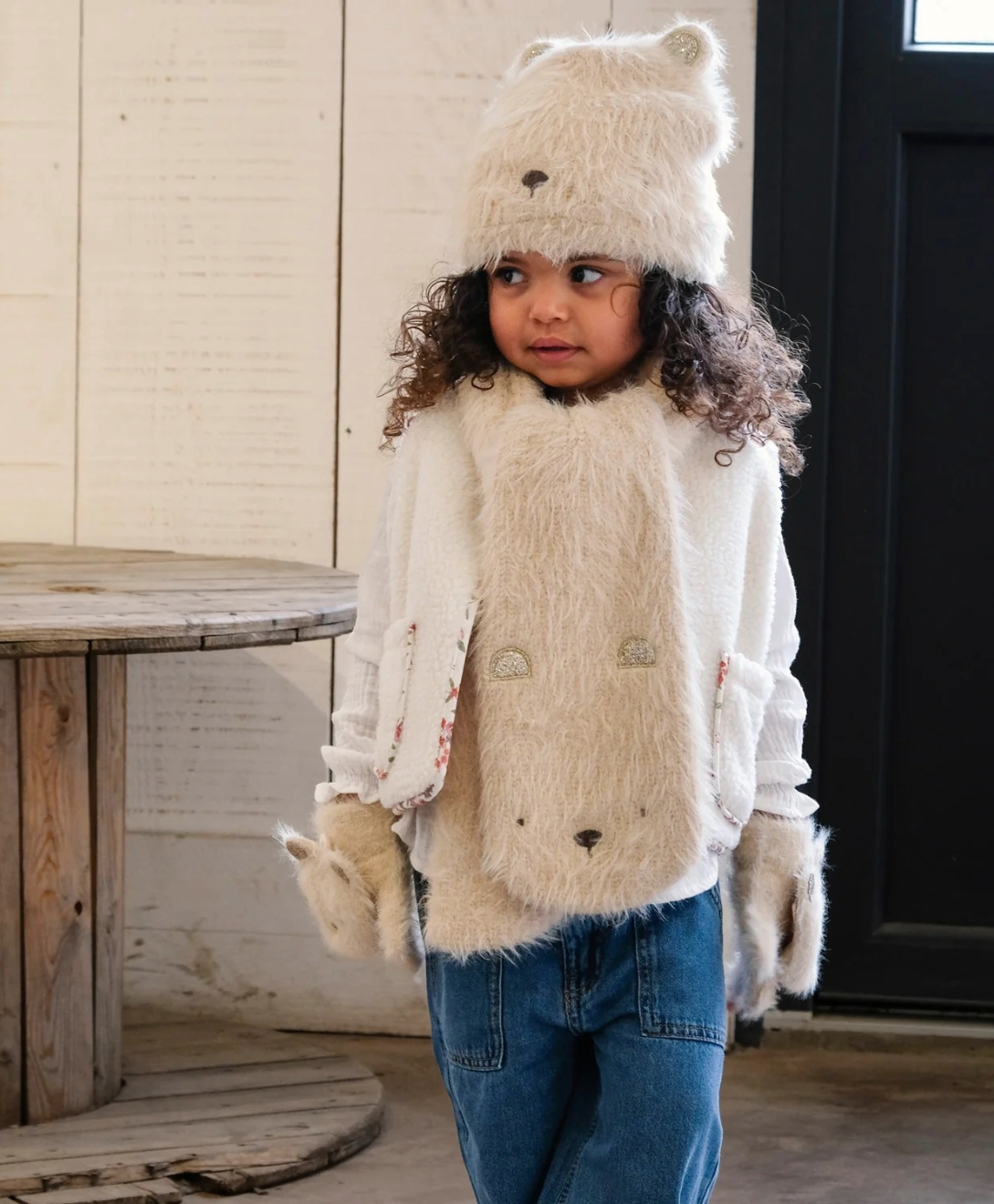 Soft teddy bear cozy winter accessories for kids 