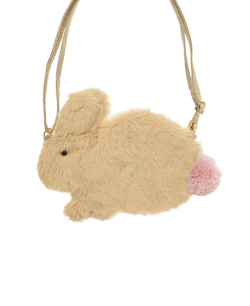תיק צד לילדות בעיצוב ארנב פרוותי עם פונפון ורצועה מתכווננת
