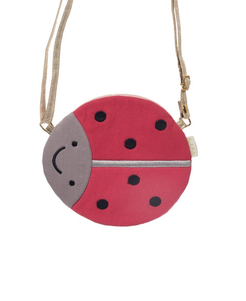 תיק צד לילדות בעיצוב חיפושית צבעונית עם פנים מחייכות ורצועה מתכווננת