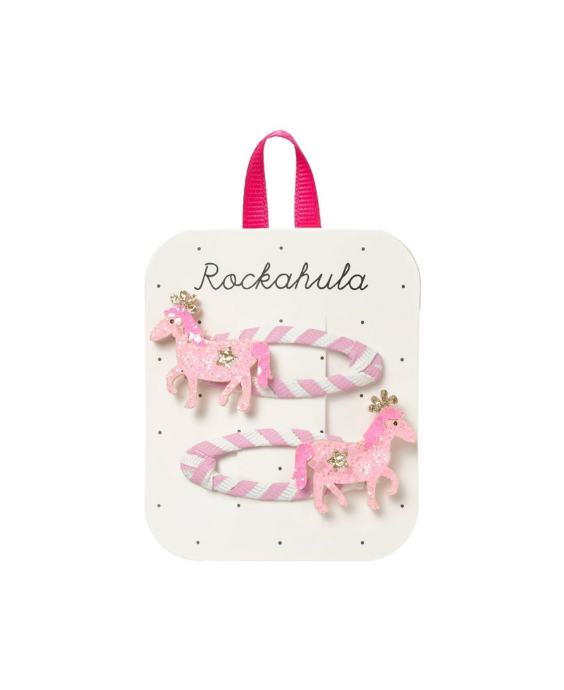 סיכות לשיער לילדות בעיצוב פוני ורוד מנצנץ עם כתר זהב