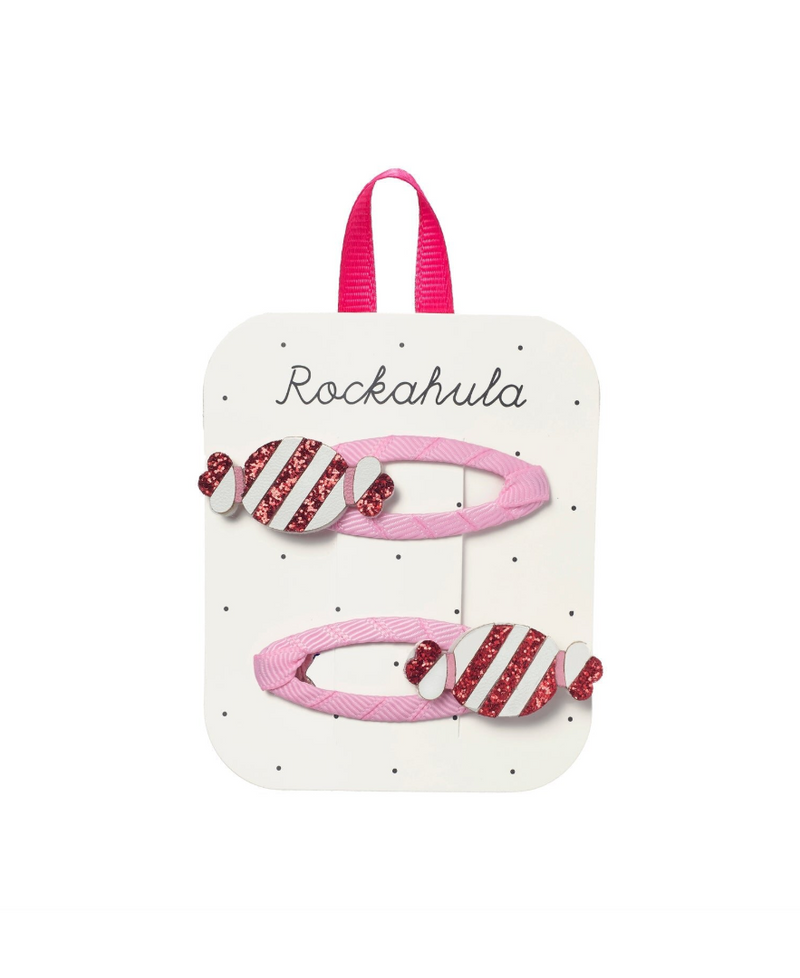 סיכ ות לשיער לילדות בעיצוב סוכריות מפוספסות על סרט ורוד