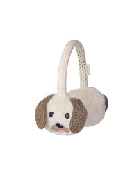 מחממי אוזניים פרוותיים בעיצוב כלבלב Pippy Puppy עם פנים רקומות ואוזניים חומות – Rockahula Kids