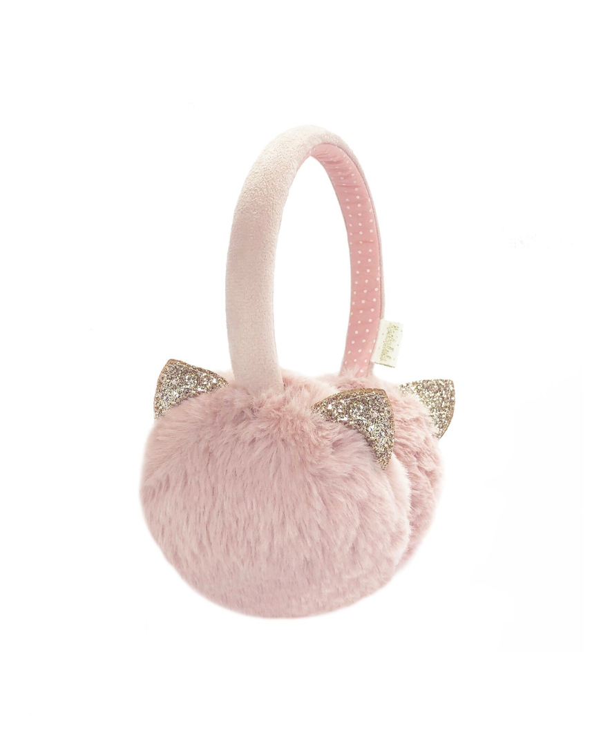 מחממי אוזניים Cleo Cat מפרווה רכה עם אוזני חתול מנצנצות לילדות 3–10 – Rockahula Kids
