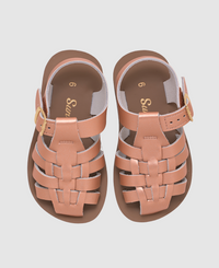 סנדלי ילדים Sailor זהב אדום לצעד ראשון עם חרטום סגור, סגירת סקוטש וסוליה נוחה