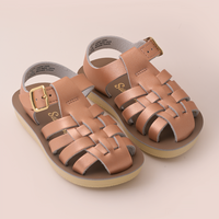 סנדלי עור לצעד ראשון ולהליכה מבוססת לילדים - דגם Sailor זהב אדום