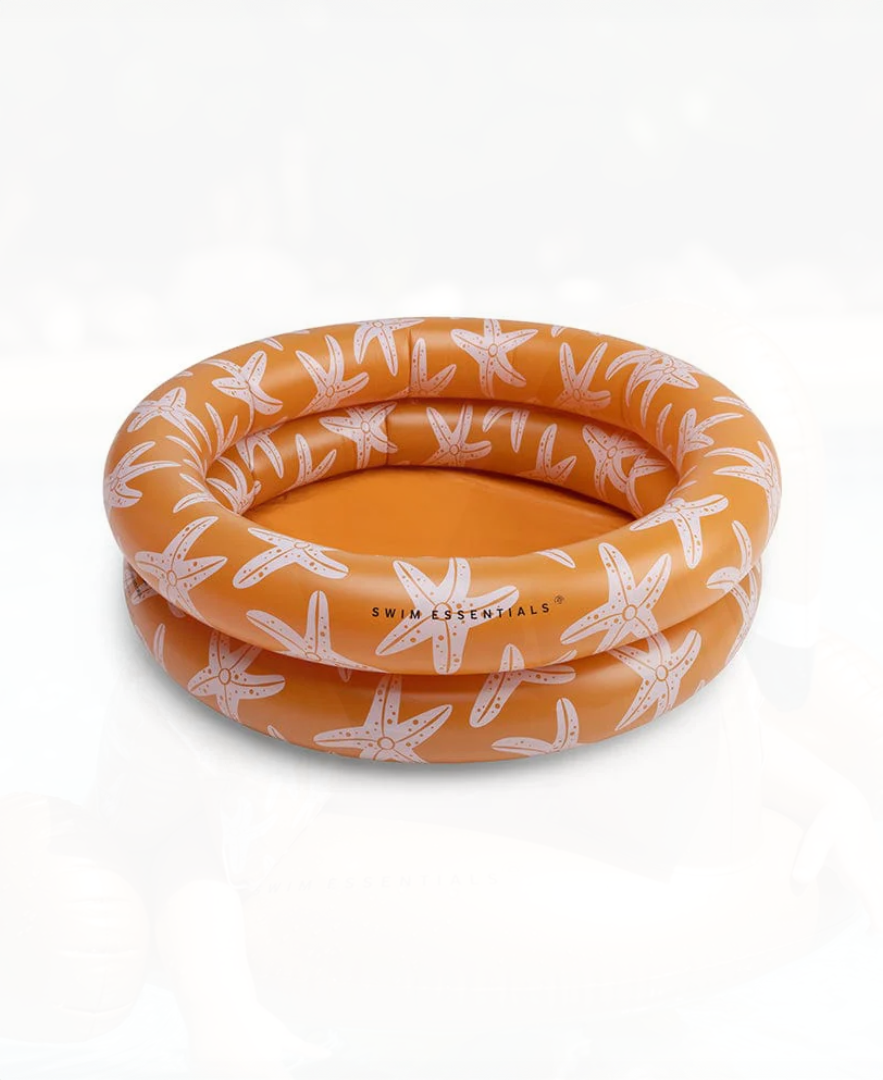 בריכת פעוטות כתומה עם הדפס כוכבי ים קוטר 60 ס"מ לילדים